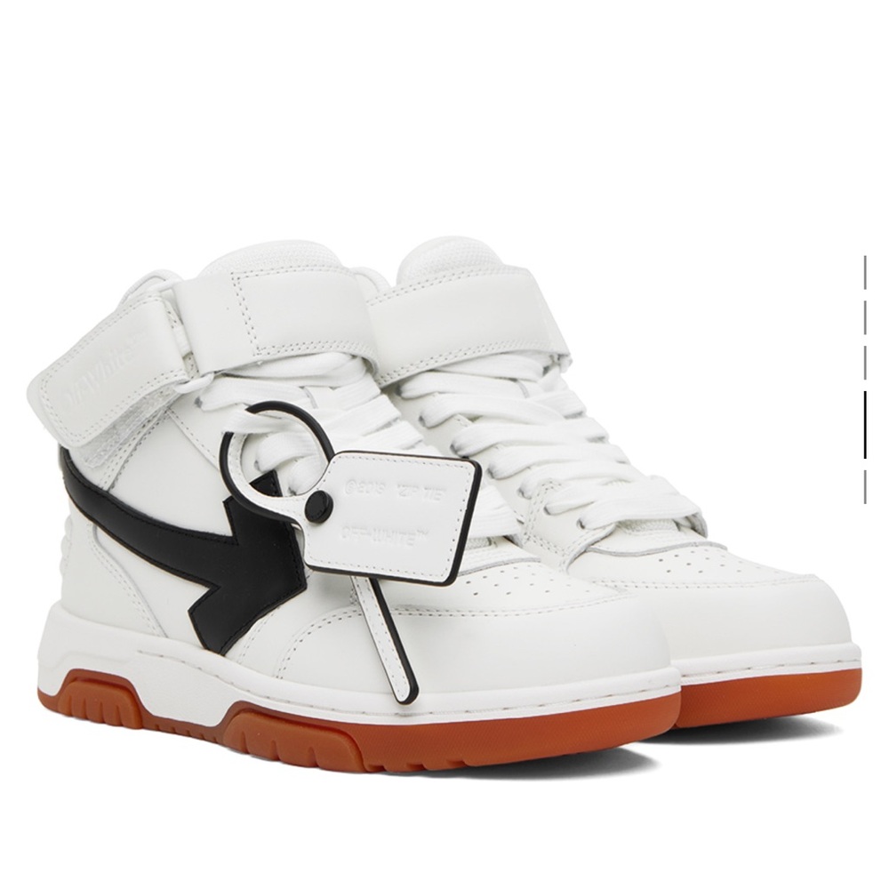 NWT OFF-WHITE White Out Of Office Mid Top Lea Sneakers